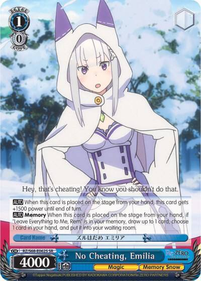 No Cheating Emilia SR RZ/S68-E062S SR Re:ZERO Memory Snow Card