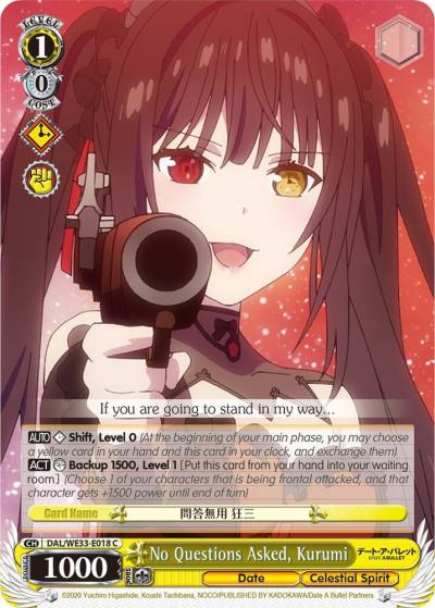 No Questions Asked Kurumi DAL/WE33-E018 C Date A Bullet Card