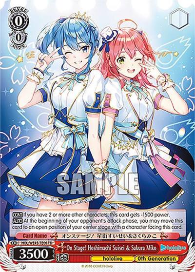 On Stage Hoshimachi Suisei and Sakura Miko HOL/WE45-TE06 TD hololive production feat. Weiss Schwarz Ambassadors Premium Set Card