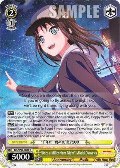 Once a Millennium Night Misaki Okusawa BD/W95-E007 R BanG Dream! Girls Band Party! 5th Anniversary Card
