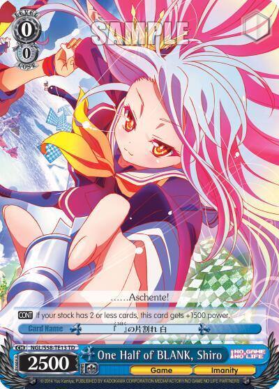 One Half of BLANK Shiro NGL/S58-TE13 TD No Game No Life Card