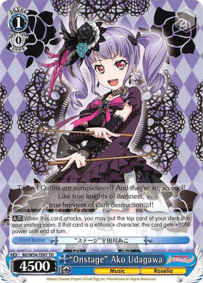 Onstage Ako Udagawa BD/W54-TE07 TD BanG Dream! Girls Band Party! Card