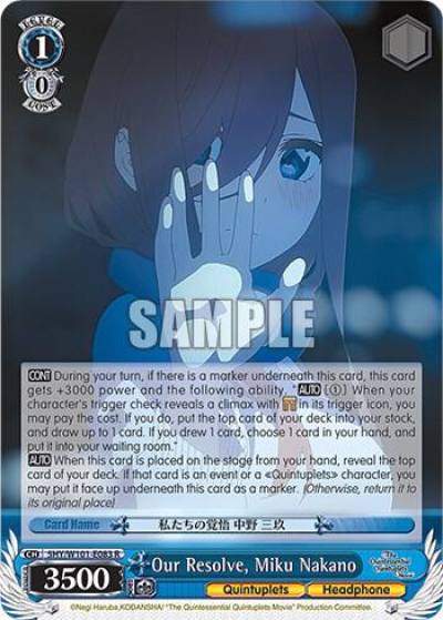 Our Resolve Miku Nakano 5HY/W101-E083 R The Quintessential Quintuplets Movie Card
