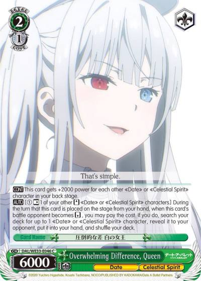Overwhelming Difference Queen Parallel Foil DAL/WE33-E046 C Date A Bullet Card