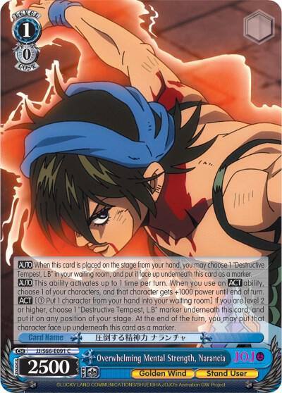 Overwhelming Mental Strength Narancia JJ/S66-E091 C JoJo's Bizarre Adventure: Golden Wind Card