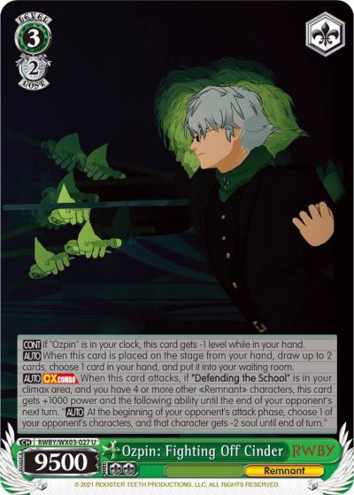 Ozpin Fighting Off Cinder RWBY/WX03-027 U RWBY Card