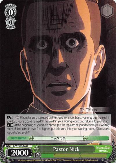 Pastor Nick AOT/S50-E032 U Attack on Titan Vol. 2 Card