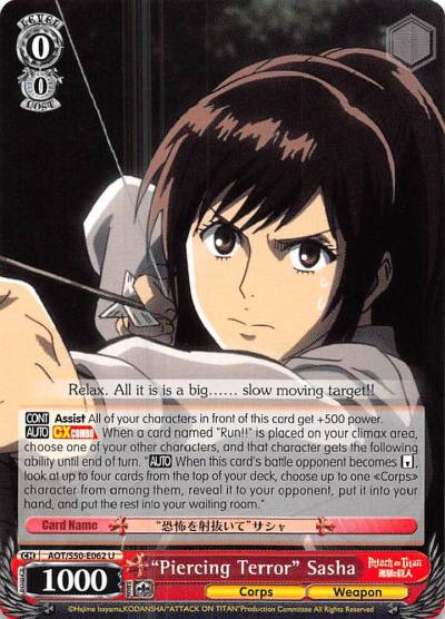 Piercing Terror Sasha AOT/S50-E062 U Attack on Titan Vol. 2 Card