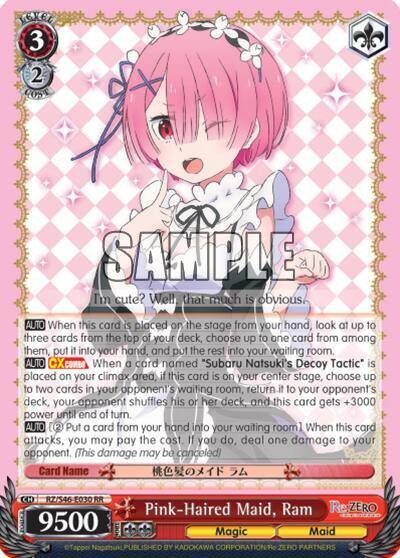 Pink Haired Maid Ram RZ/S46-E030 RR Re:ZERO Card