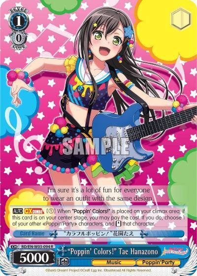 PoppinColors Tae Hanazono BD/EN-W03-094 R BanG Dream! Girls Band Party! MULTI LIVE Card