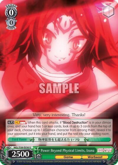 Power Beyond Physical Limits Izuna NGL/S58-E036 U No Game No Life Card