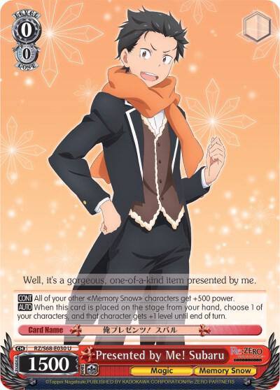 Presented by Me Subaru RZ/S68-E030 U Re:ZERO Memory Snow Card
