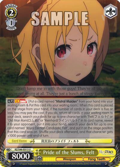 Pride of the Slums Felt RZ/S46-E013 U Re:ZERO Card