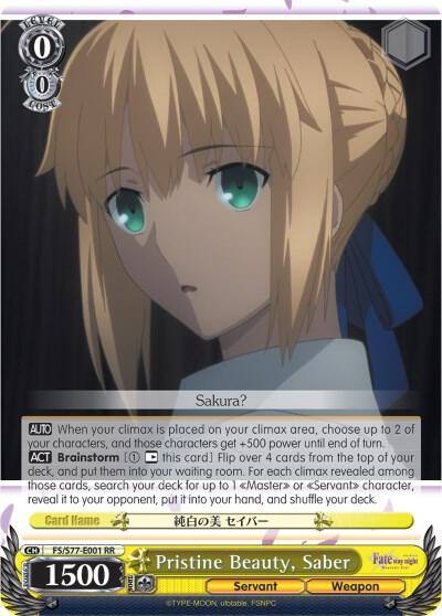 Pristine Beauty Saber FS/S77-E001 RR Fate/stay night [Heaven’s Feel] Vol.2 Card