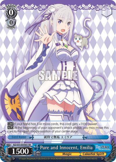 Pure and Innocent Emilia SR RZ/S55-E056S SR Re:ZERO Vol.2 Card