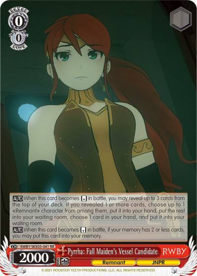 Pyrrha Fall Maidens Vessel Candidate RWBY/WX03-041 RR RWBY Card