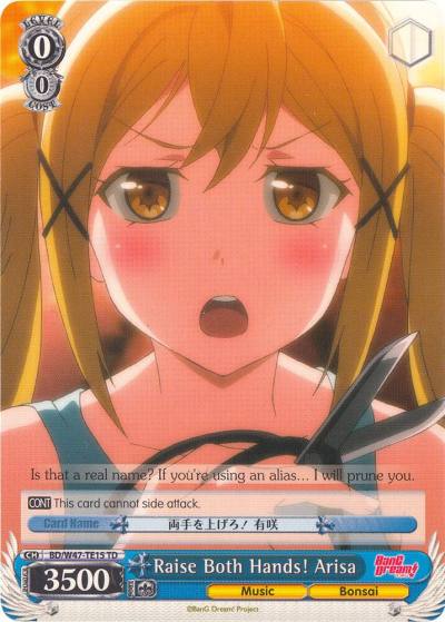 Raise Both Hands Arisa BD/W47-TE15 TD BanG Dream! Card