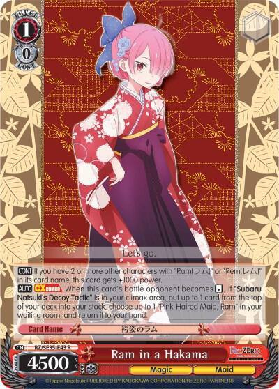 Ram in a Hakama Parallel Foil RZ/SE35-E43 R Re:ZERO: The Frozen Bond Card