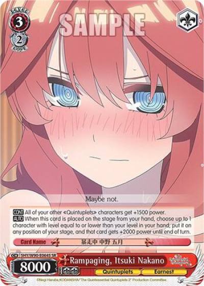 Rampaging Itsuki Nakano SR 5HY/W90-E064S SR The Quintessential Quintuplets 2 Card