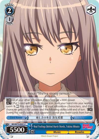 Real Feelings Behind Harsh Words Yukina Minato BD/W73-E091 C BanG Dream! Vol.2 Card