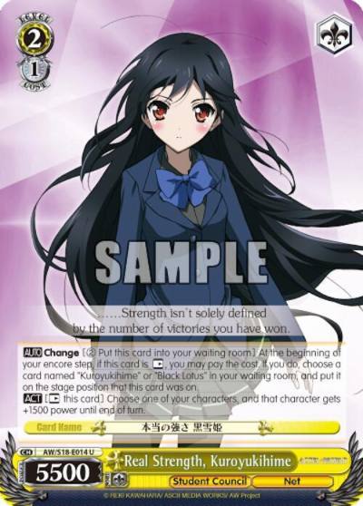 Real Strength Kuroyukihime AW/S18-E014 U Accel World Card