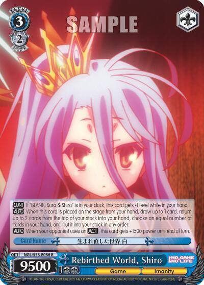 Rebirthed World Shiro NGL/S58-E086 R No Game No Life Card