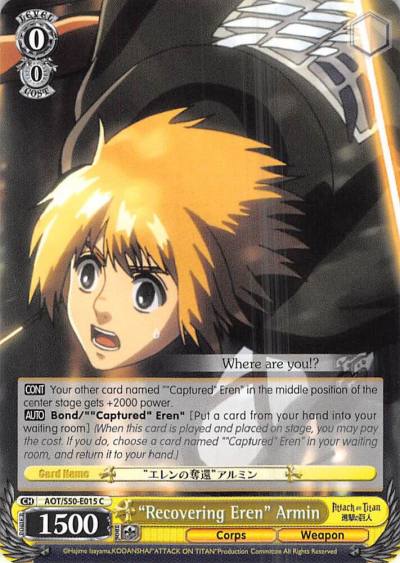 Recovering Eren Armin AOT/S50-E015 C Attack on Titan Vol. 2 Card