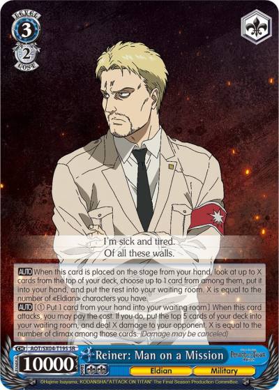 Reiner Man on a Mission SR AOT/SX04-T19S SR Attack On Titan: Final Season Card