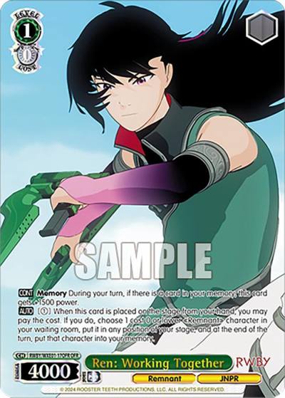 Ren Working Together OFR RWBY/WXE01-17OFR OFR RWBY Premium Booster Card