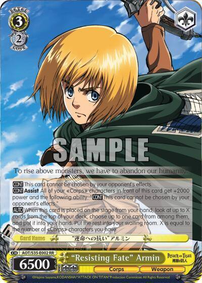 Resisting Fate Armin AOT/S35-E002 RR Attack on Titan Card
