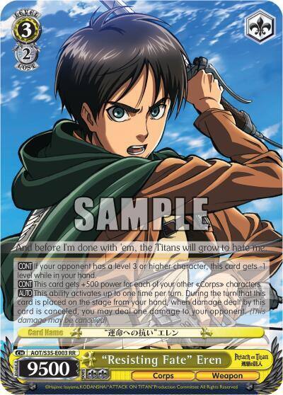 Resisting Fate Eren AOT/S35-E003 RR Attack on Titan Card