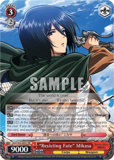 Resisting Fate Mikasa AOT/S35-E057 RR Attack on Titan Card
