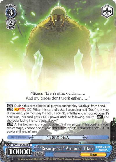 Resurgence Armored Titan AOT/S50-E087 R Attack on Titan Vol. 2 Card