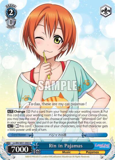 Rin in Pajamas LL/EN-W01-098 U Love Live! DX Card