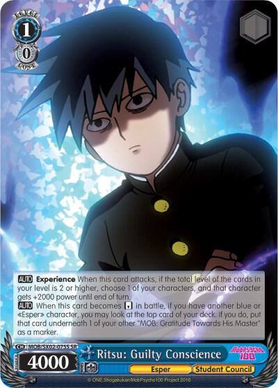 Ritsu Guilty Conscience SR MOB/SX02-075S SR Mob Psycho 100 Card
