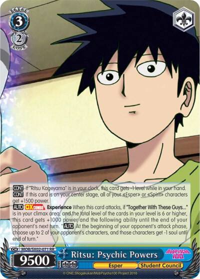 Ritsu Psychic Powers MOB/SX02-071 RR Mob Psycho 100 Card