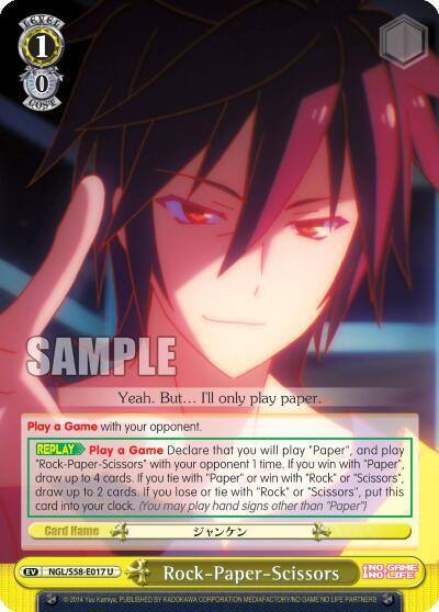 Rock Paper Scissors NGL/S58-E017 U No Game No Life Card