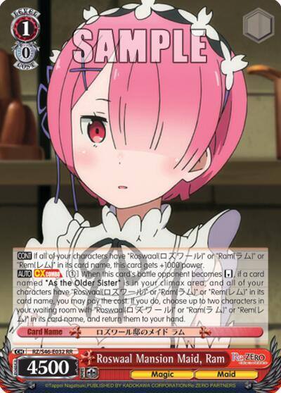 Roswaal Mansion Maid Ram RZ/S46-E032 RR Re:ZERO Card