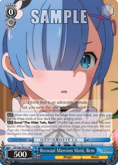 Roswaal Mansion Maid Rem RZ/S46-TE31 TD Re:ZERO Card