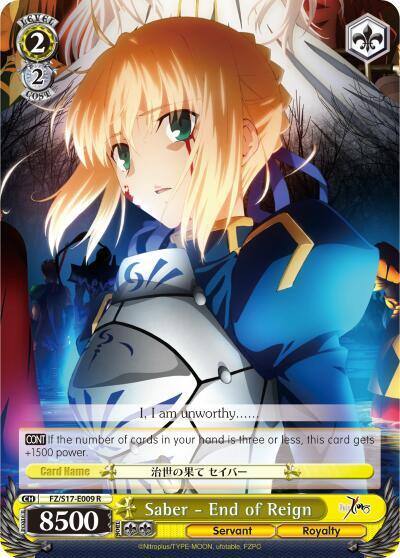 Saber End of Reign FZ/S17-E009 R Fate/Zero Card
