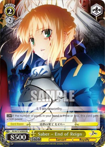 Saber End of Reign FZ/SC17-E009 RE Fate/Zero Chronicle Set Card