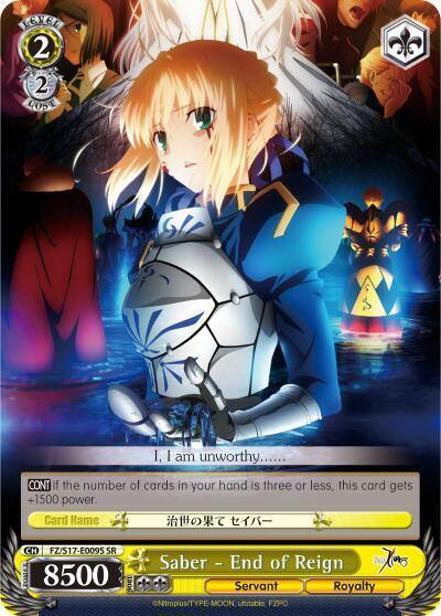 Saber End of Reign SR FZ/S17-E009S SR Fate/Zero Card