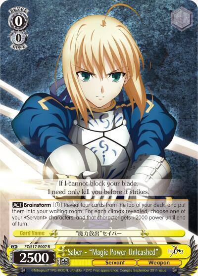 Saber Magic Power Unleashed FZ/S17-E007 R Fate/Zero Card