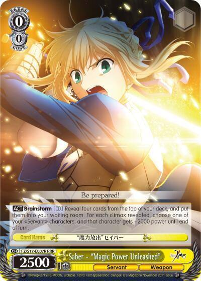 Saber Magic Power Unleashed RRR FZ/S17-E007R RRR Fate/Zero Card
