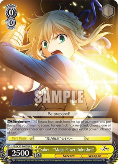 Saber Magic Power Unleashed RRR FZ/SC17-E007R RE Fate/Zero Chronicle Set Card