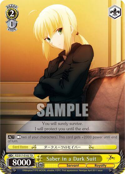 Saber in a Dark Suit TD FZ/S17-E102 TD Fate/Zero Card