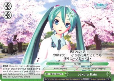 Sakura Rain PD/S29-E122 PR Hatsune Miku: Project DIVA F 2nd Card