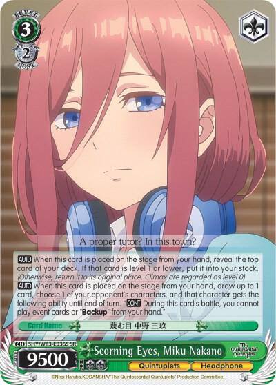 Scorning Eyes Miku Nakano SR 5HY/W83-E036S SR The Quintessential Quintuplets Card