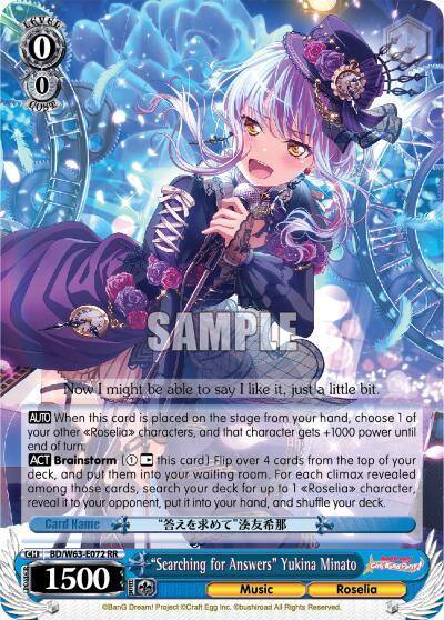 Searching for Answers Yukina Minato BD/W63-E072 RR BanG Dream! Girls Band Party! Vol.2 Card