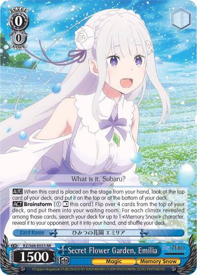 Secret Flower Garden Emilia RZ/S68-E053 RR Re:ZERO Memory Snow Card